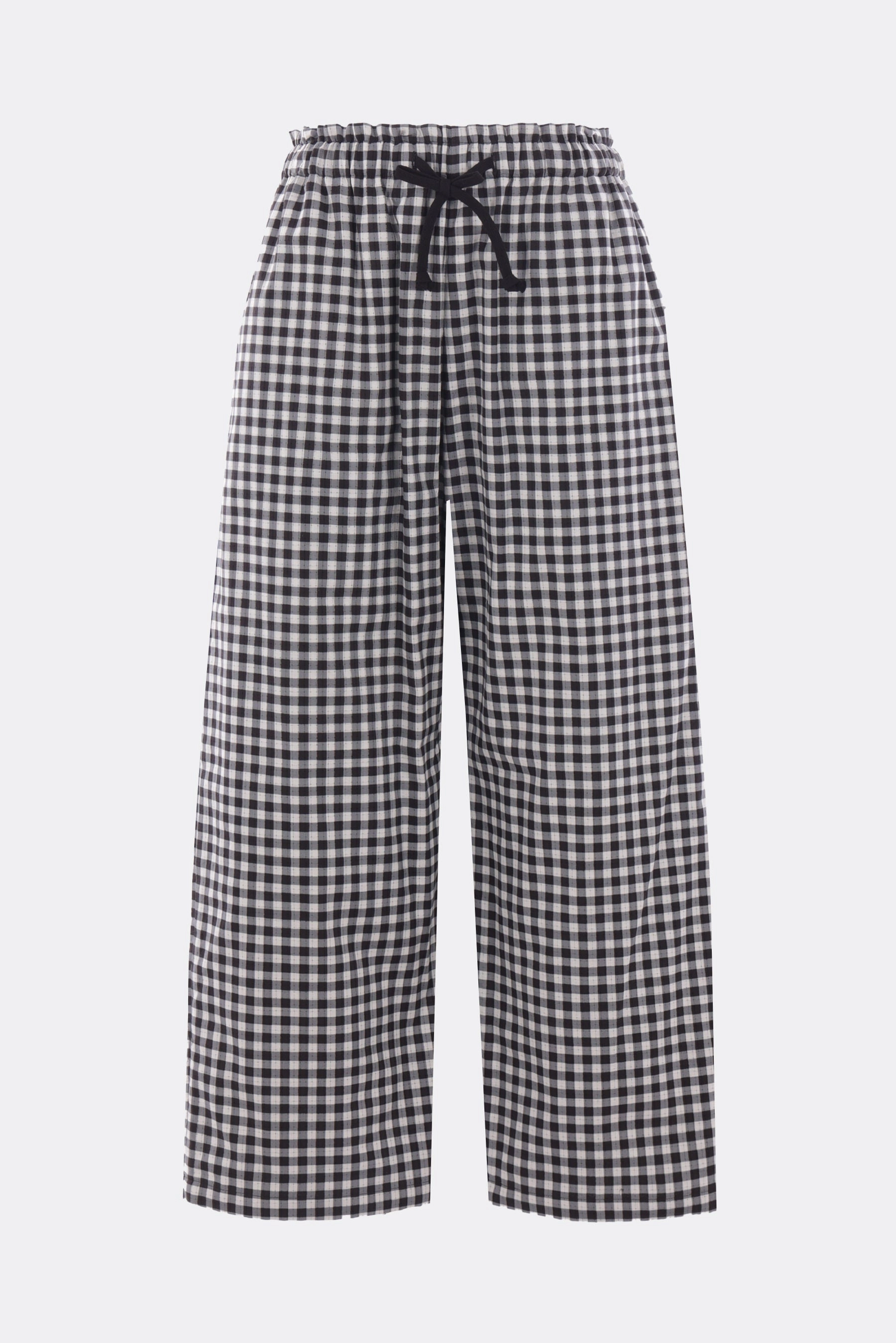 check cotton cropped trousers