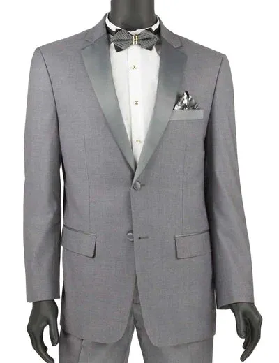 ChicCovenant Collection: Grey 2 Piece Solid Color Single Breasted Slim Fit Tuxedo