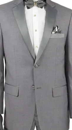 ChicCovenant Collection: Grey 2 Piece Solid Color Single Breasted Slim Fit Tuxedo