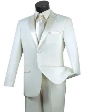 ChicCovenant Collection: Ivory 2 Piece Solid Color Single Breasted Slim Fit Tuxedo