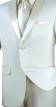 ChicCovenant Collection: Ivory 2 Piece Solid Color Single Breasted Slim Fit Tuxedo