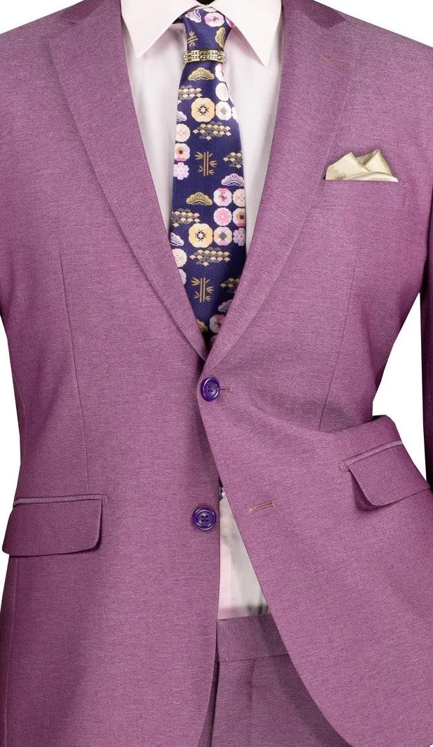 Chicquel Collection: Light Purple 2 Piece Solid Color Single Breasted Slim Fit Suit