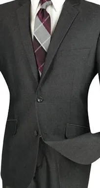 Chicquel Collection: Smoke 2 Piece Solid Color Single Breasted Slim Fit Suit
