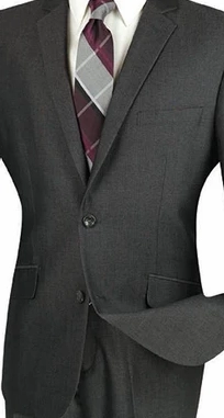 Chicquel Collection: Smoke 2 Piece Solid Color Single Breasted Slim Fit Suit