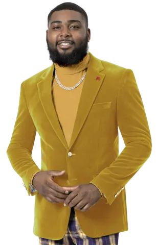 Circinus Collection: Mustard Solid Velvet Blazer