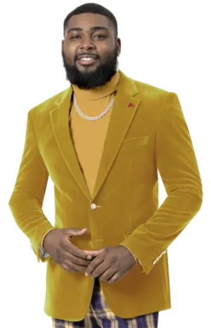 Circinus Collection: Mustard Solid Velvet Blazer