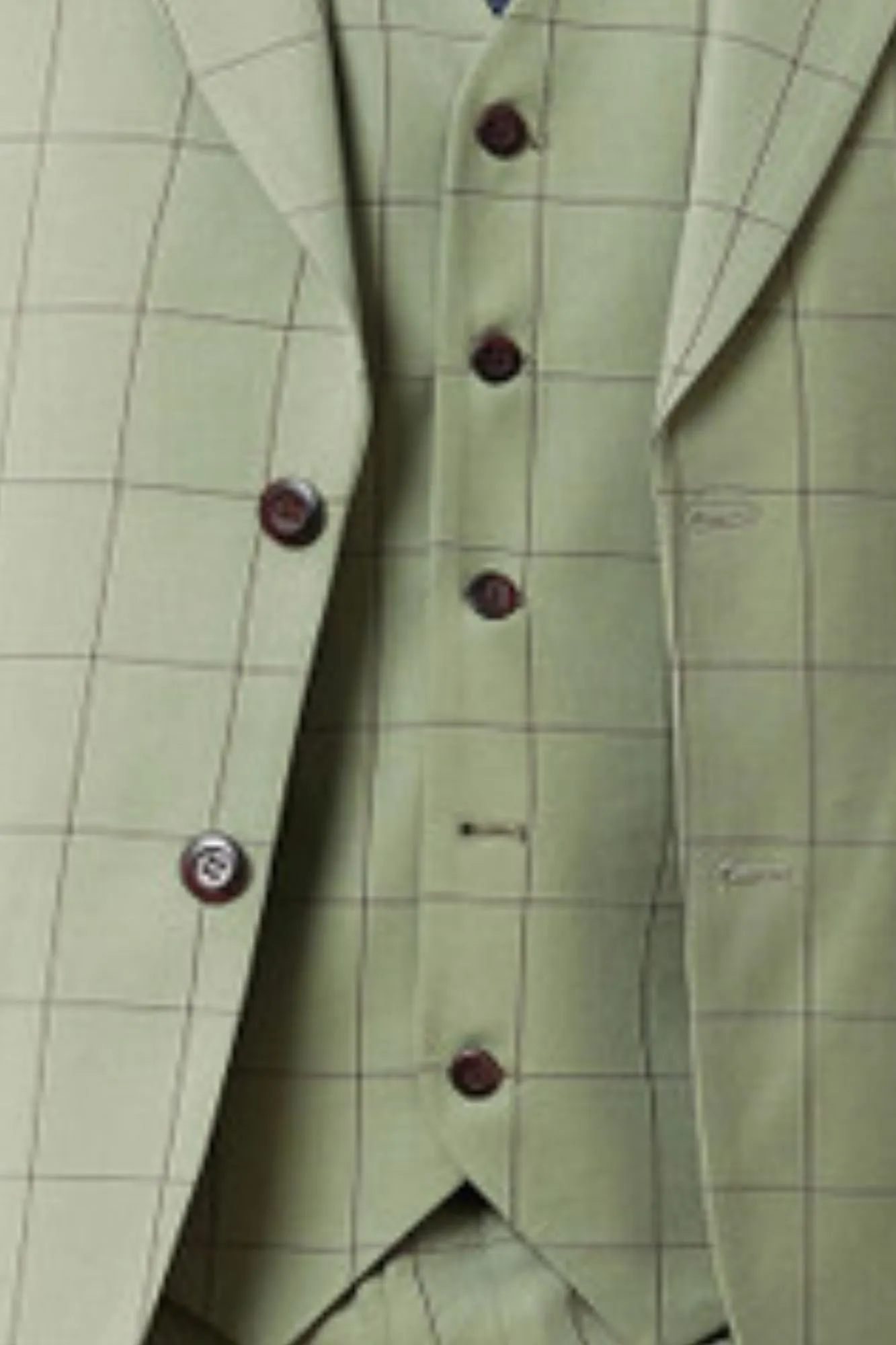 Classifyer Collection: 3 Piece Men's Windowpane Hybrid Fit Suit In Green