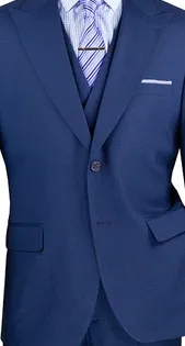Classique Collection: Navy 3 Piece Solid Color Single Breasted Modern Fit Suit
