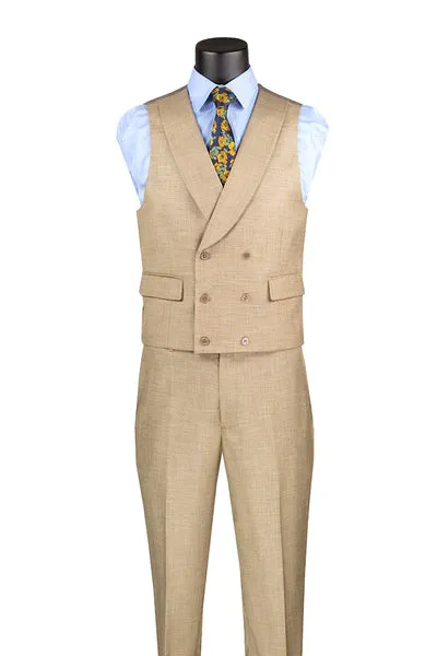 Classique Collection: Taupe 3 Piece Solid Color Single Breasted Modern Fit Suit
