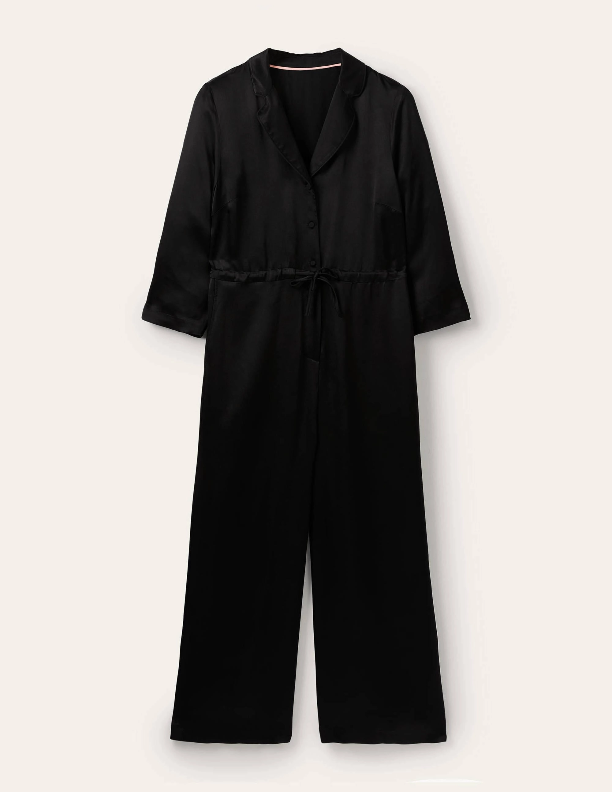 Collar Detail Cropped Jumpsuit-Black