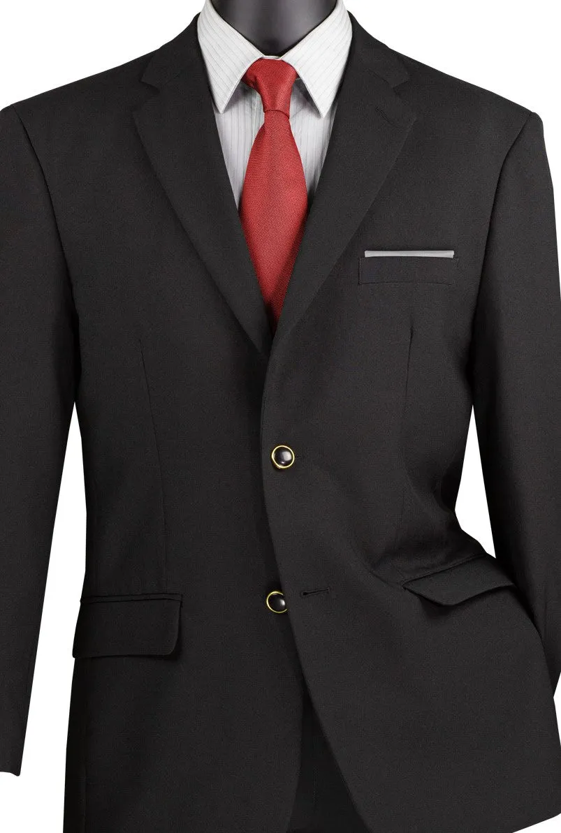 Conrad Collection: Black Solid Color Single Breasted Regular Fit Blazer