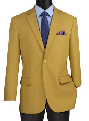 Conrad Collection: Gold Solid Color Single Breasted Regular Fit Blazer