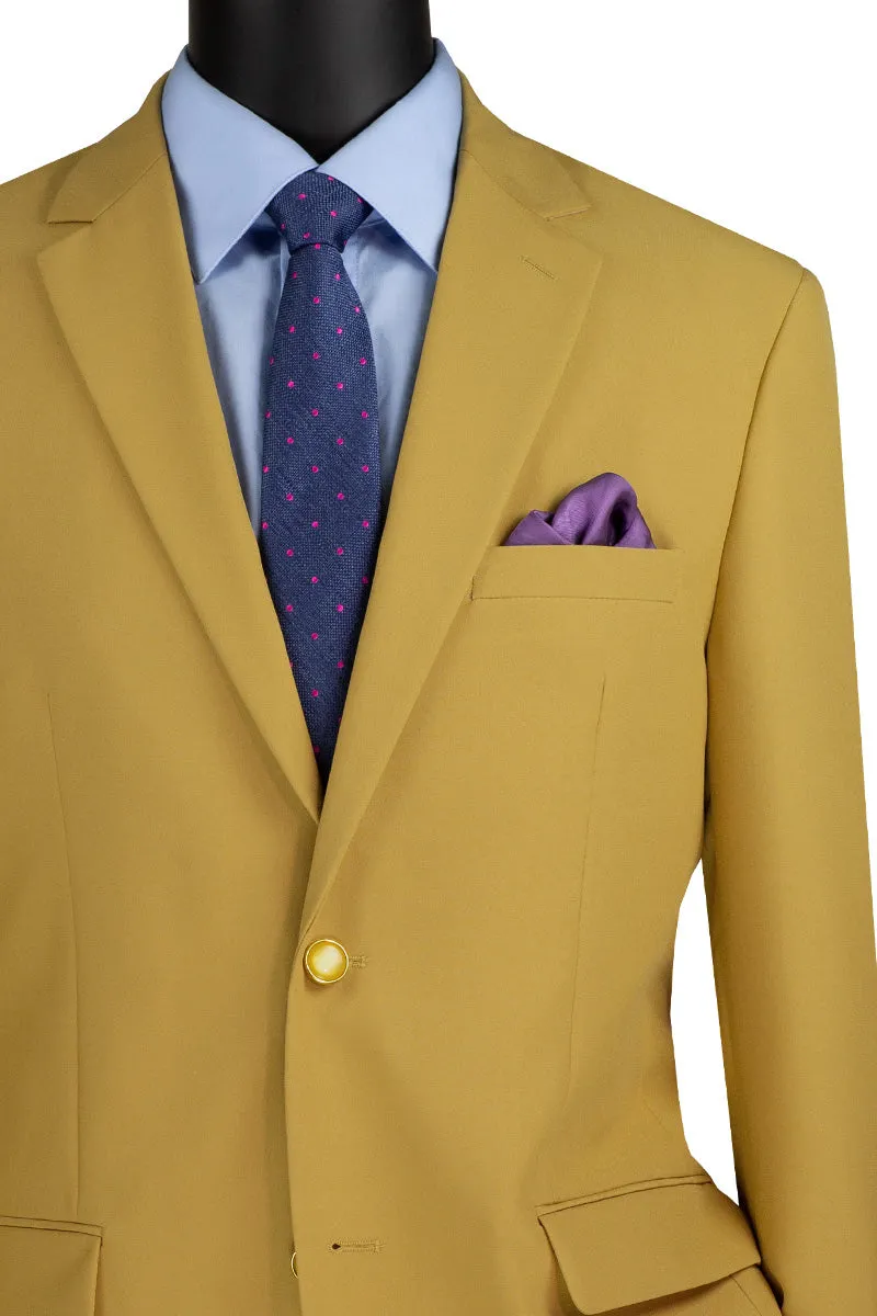 Conrad Collection: Gold Solid Color Single Breasted Regular Fit Blazer
