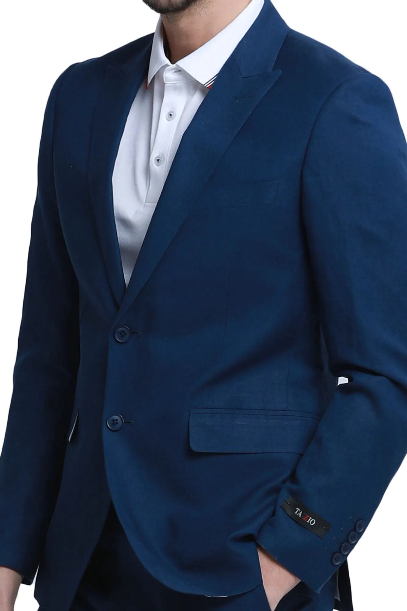 Couturious Collection: 2-Piece Slim Fit Solid Suit For Men In Navy