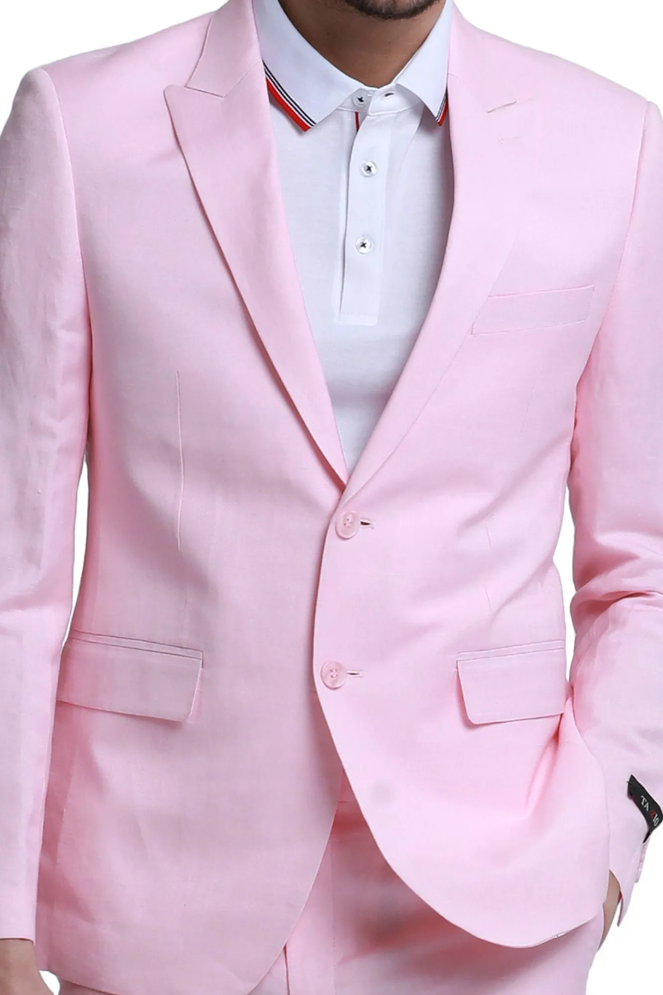 Couturious Collection: 2-Piece Slim Fit Solid Suit For Men In Pink