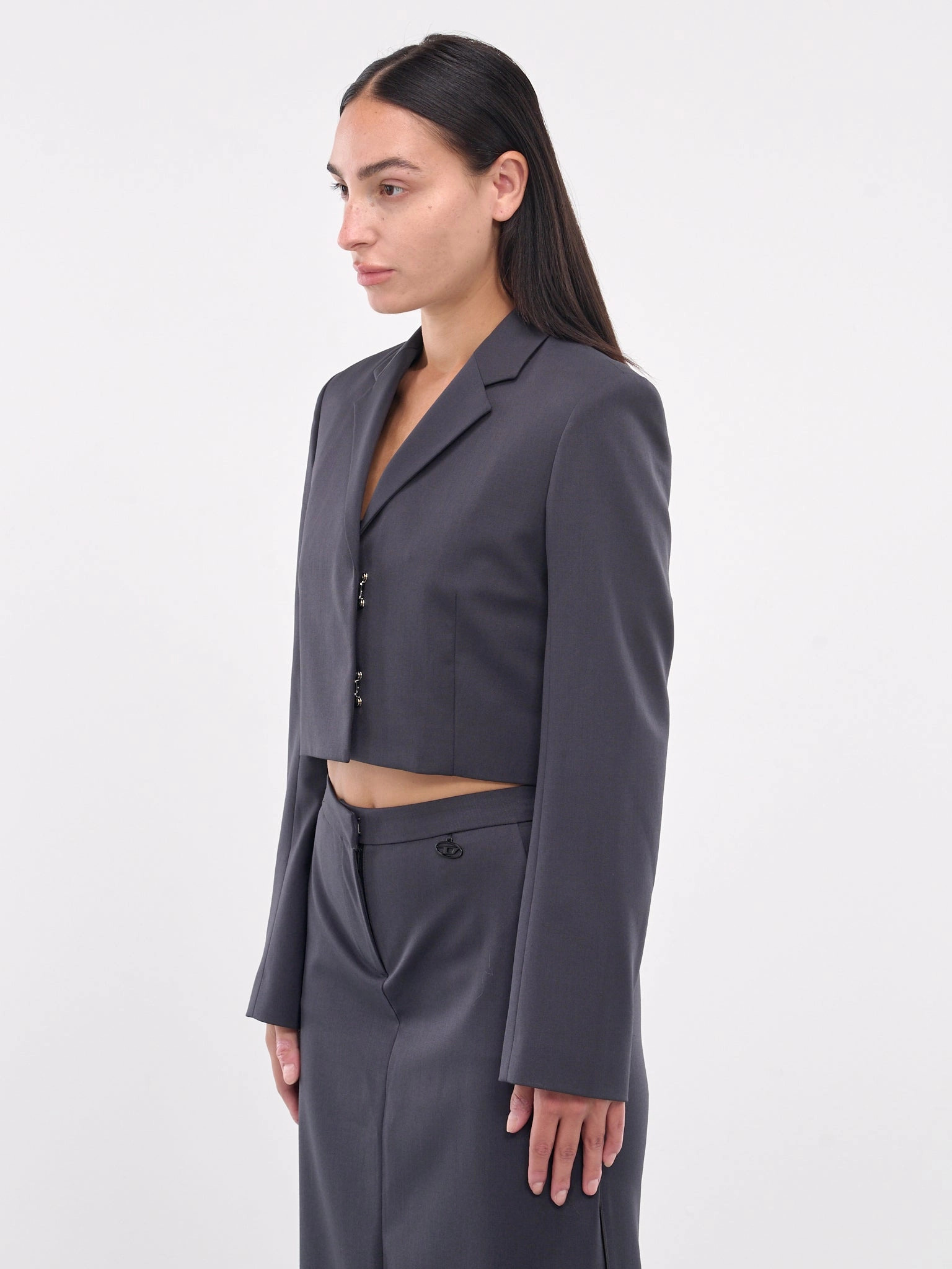 Cropped Blazer (A15326-0HJAB-DARK-GREY-MELANGE)