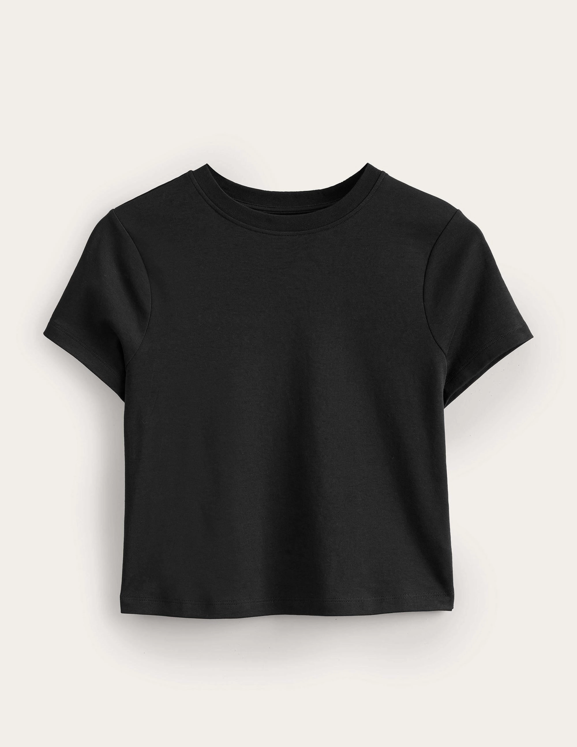 Cropped Cotton T-Shirt-Black