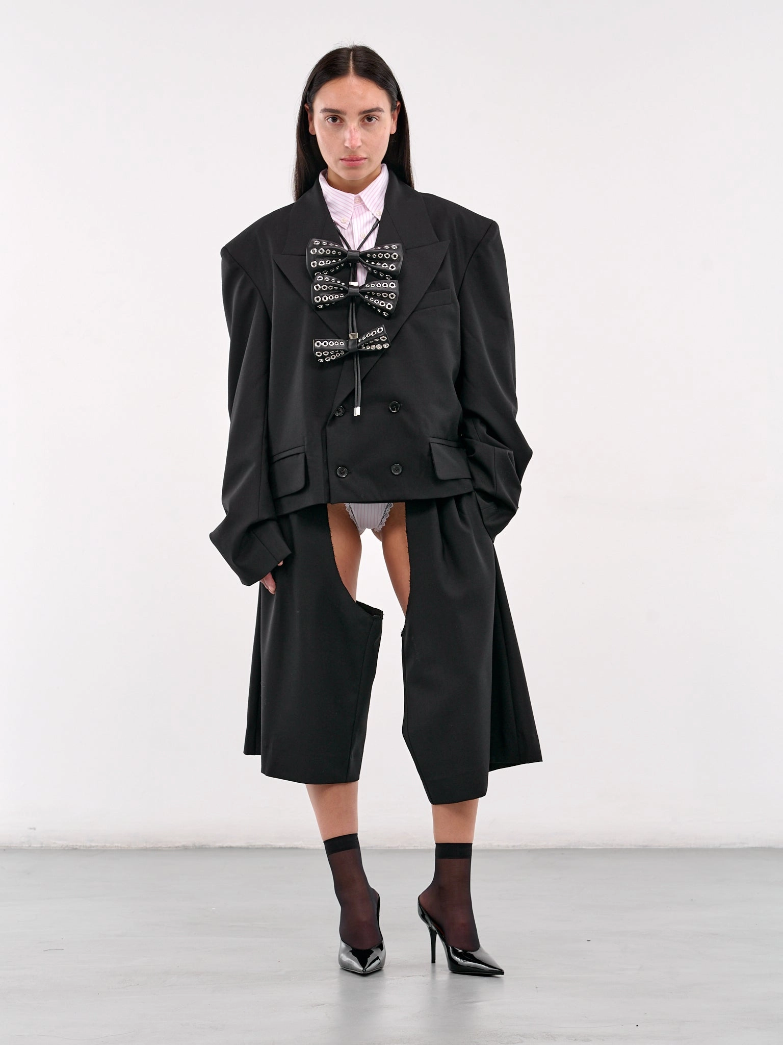 Cropped Double-Breasted Blazer (VAQ09J007-BLACK)