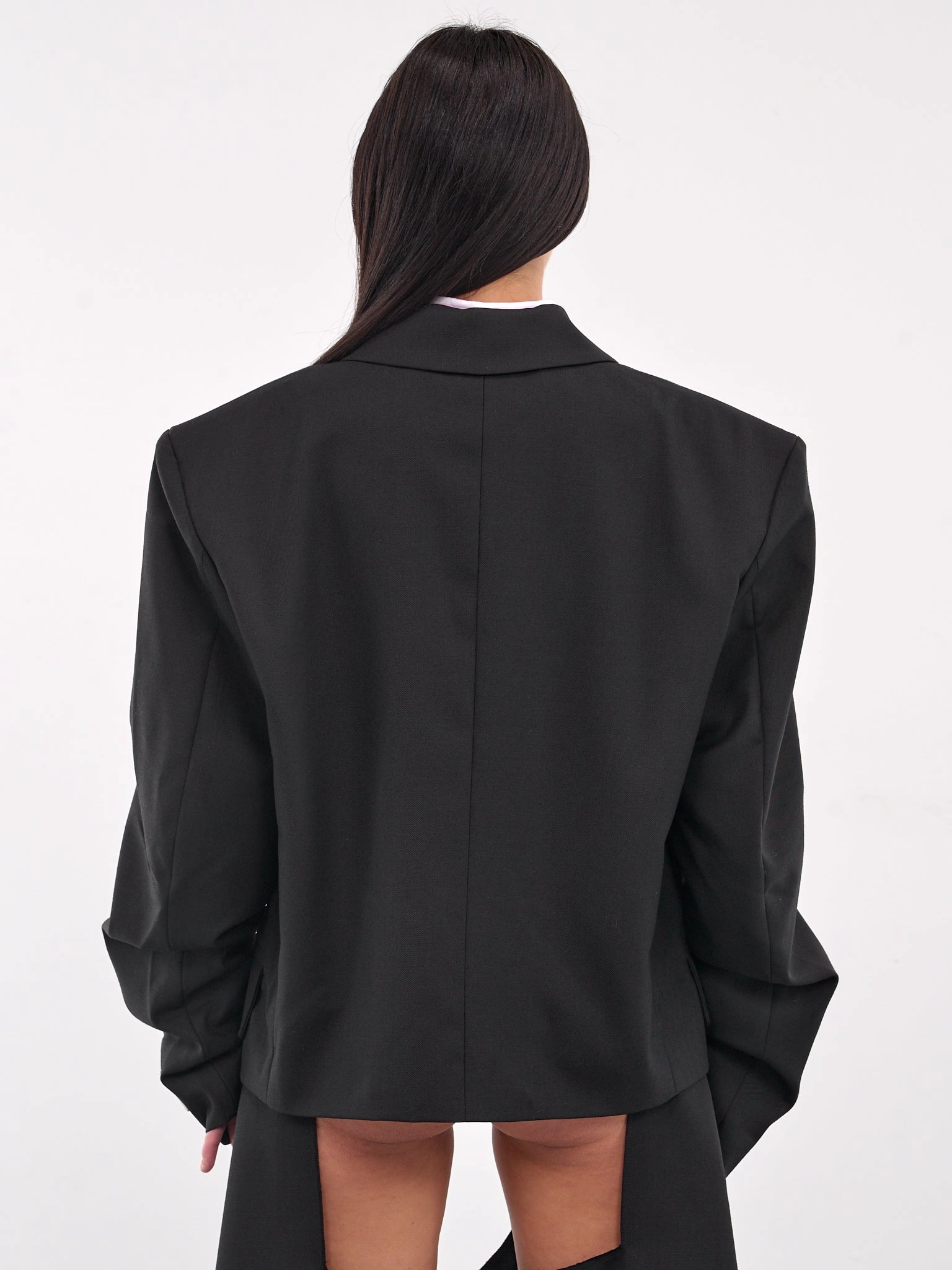 Cropped Double-Breasted Blazer (VAQ09J007-BLACK)