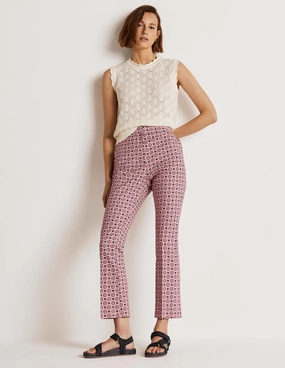 Cropped Flare Pants-Almond Pink, Square Geo
