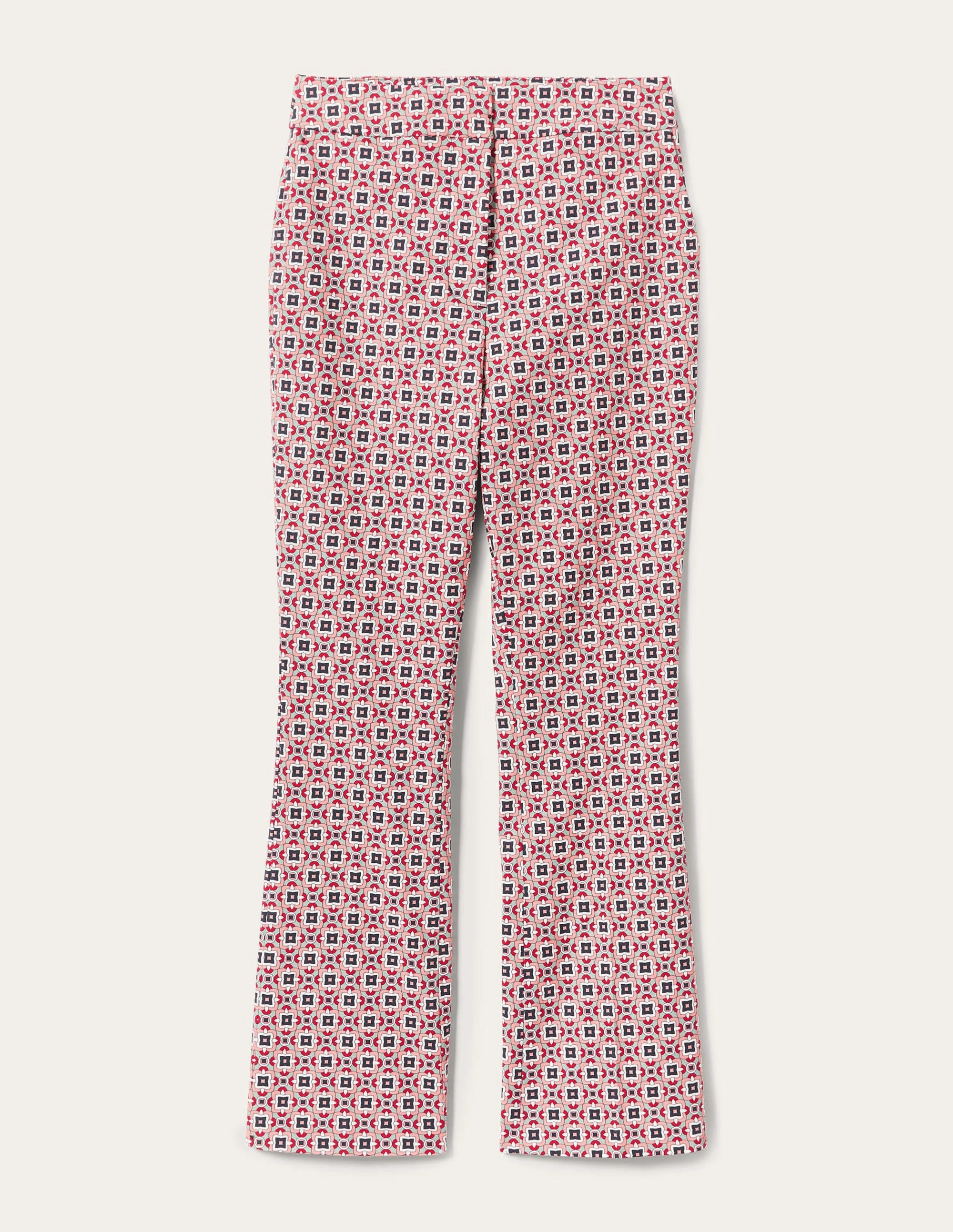Cropped Flare Pants-Almond Pink, Square Geo