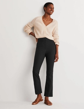 Cropped Flare Pants-Black