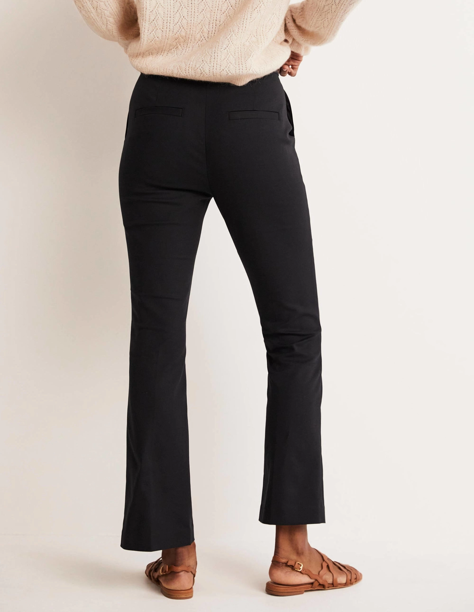 Cropped Flare Pants-Black