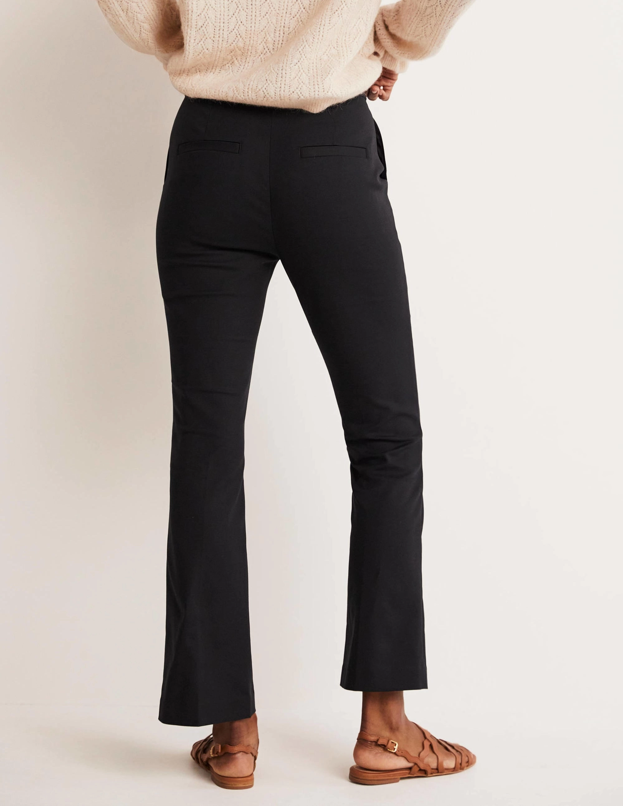 Cropped Flare Pants-Black