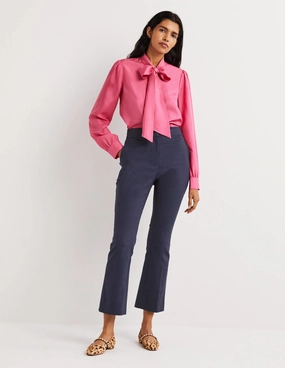 Cropped Flare Pants-Navy