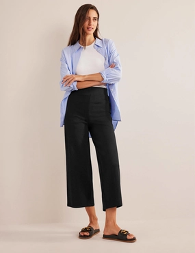 Cropped Jersey Pants-Black