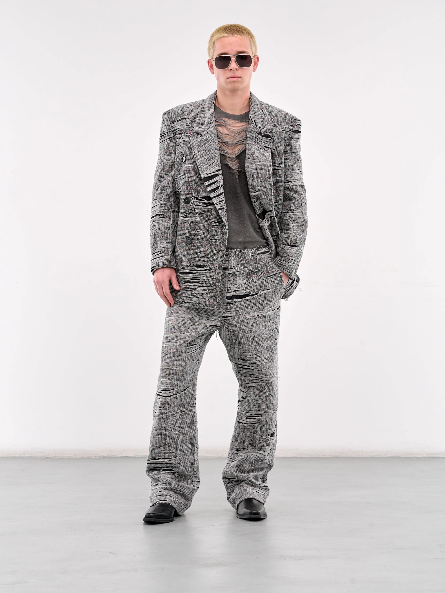 D-Pekka-Fsg Distressed Blazer (A18157-OCMBR-GREY)