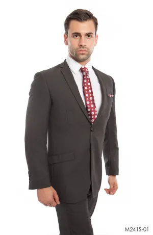 Dark Gray Textured 2-PC Slim Fit Performence Stretch Suits