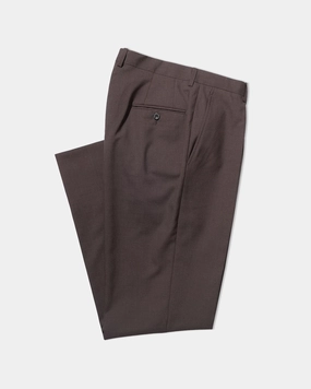 DARK BROWN SINGLE PLEAT WOOL TROUSER