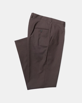 DARK BROWN SINGLE PLEAT WOOL TROUSER