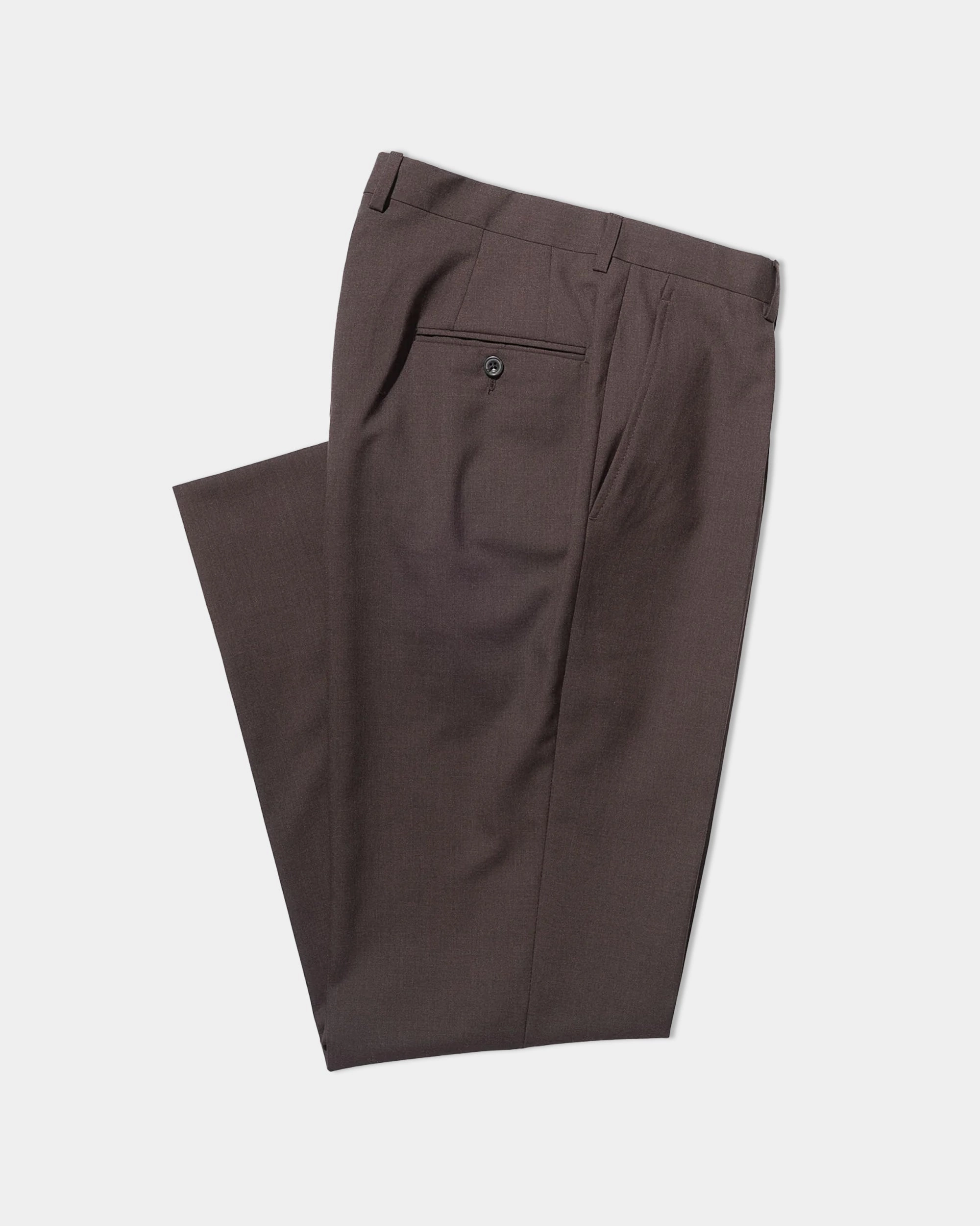 DARK BROWN SINGLE PLEAT WOOL TROUSER