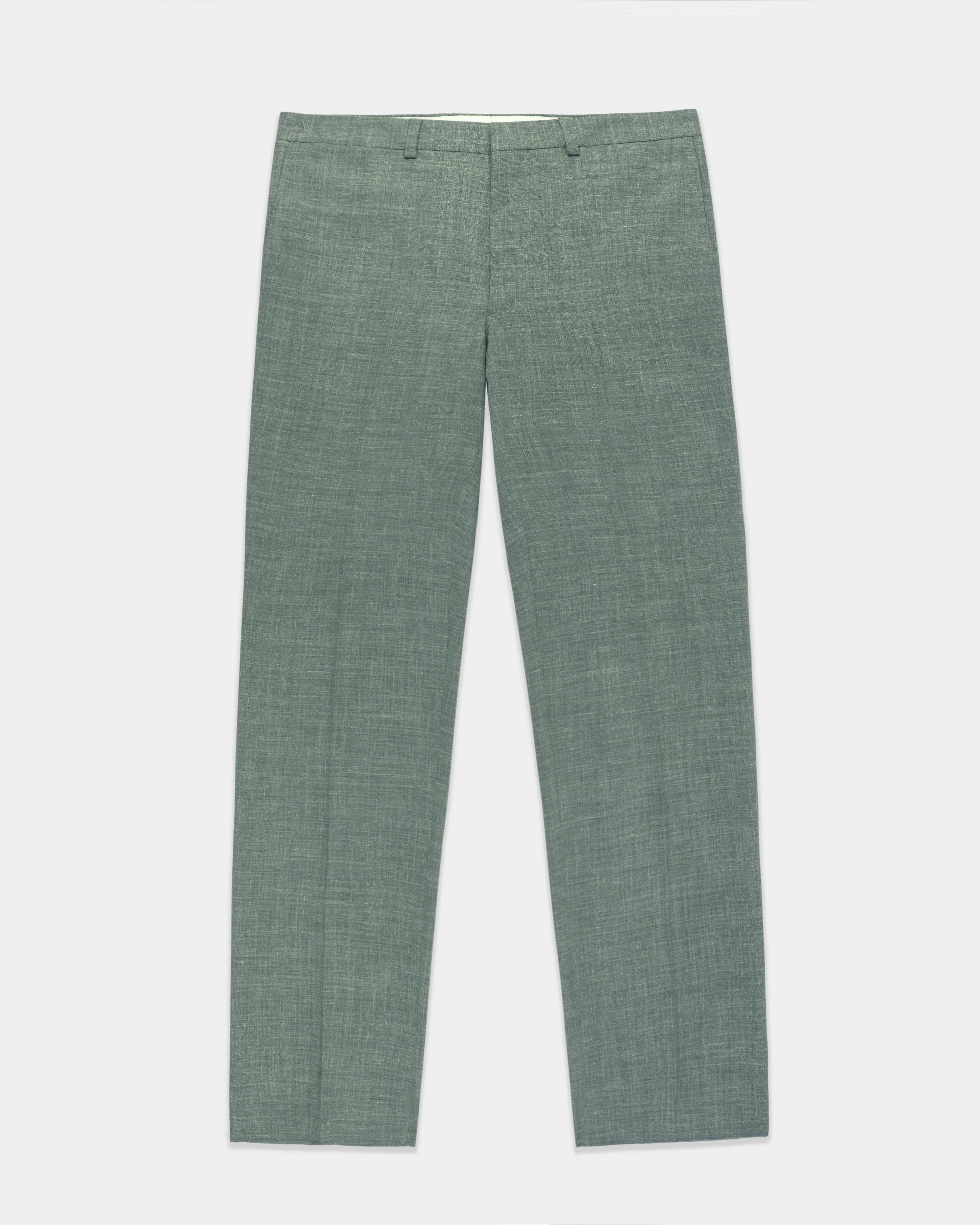 DARK GREEN CRASH LINEN TROUSERS