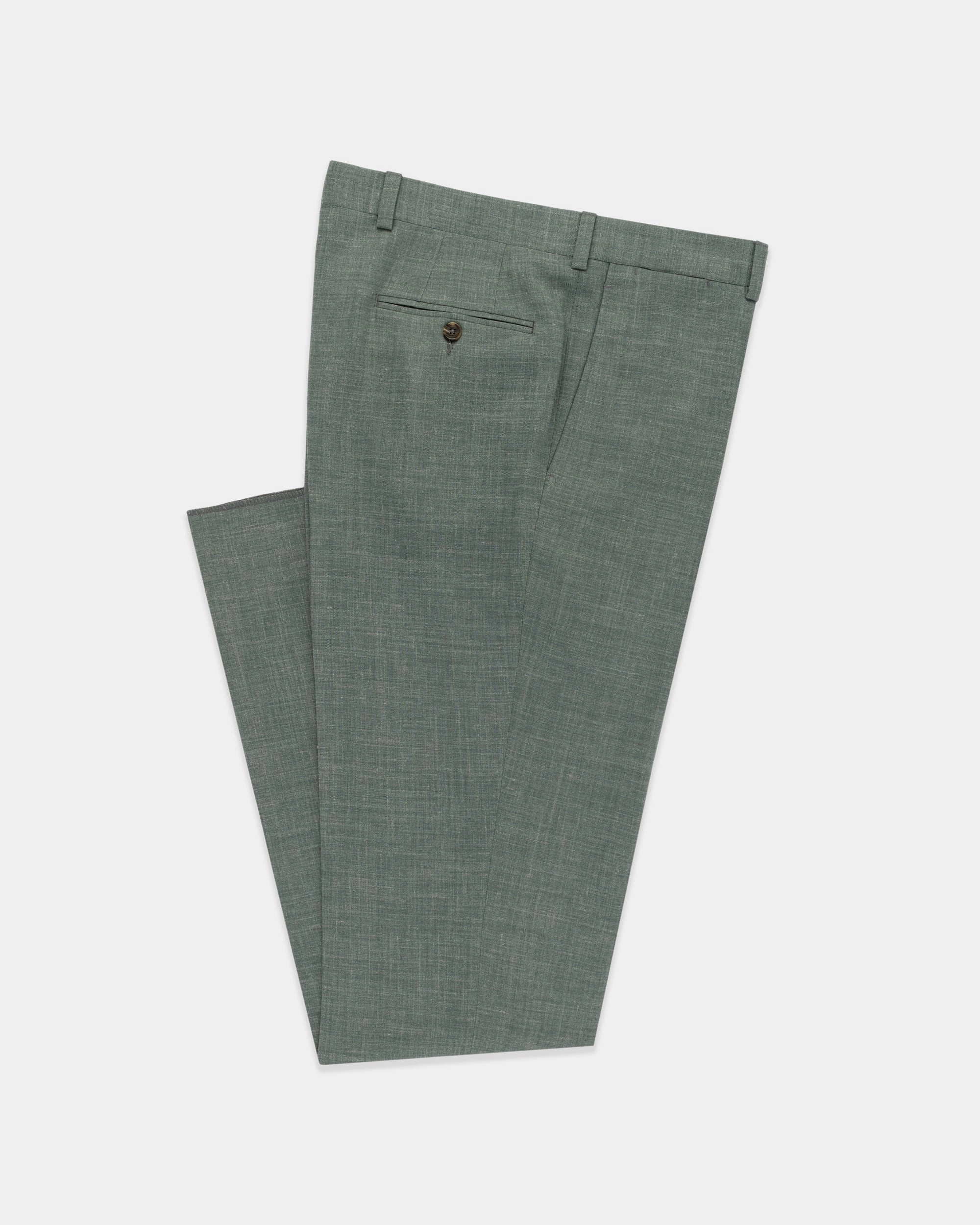 DARK GREEN CRASH LINEN TROUSERS