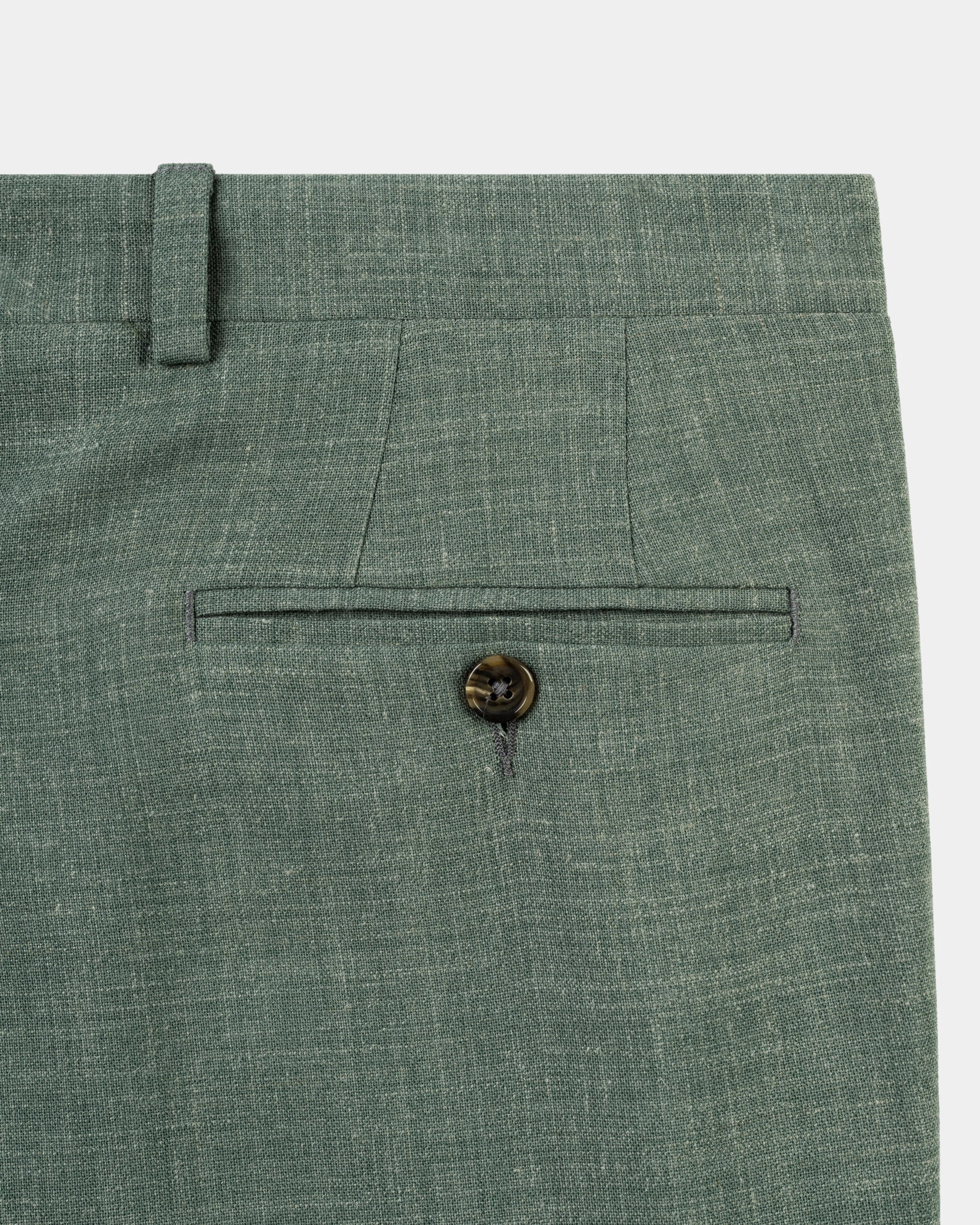 DARK GREEN CRASH LINEN TROUSERS