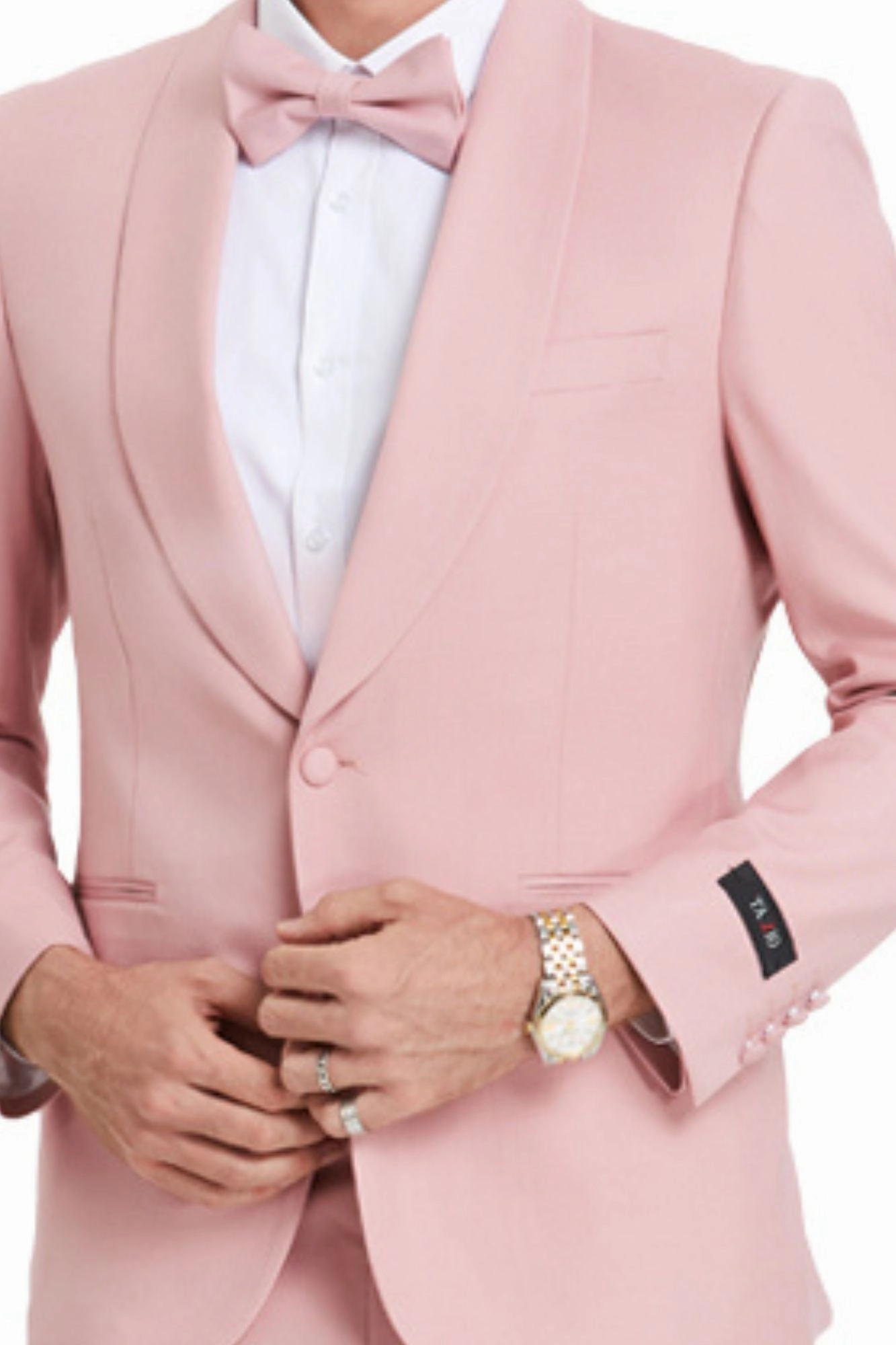 Distinction Collection: Men's Solid 2-Piece Suit In Dusty Rose - Slim Fit