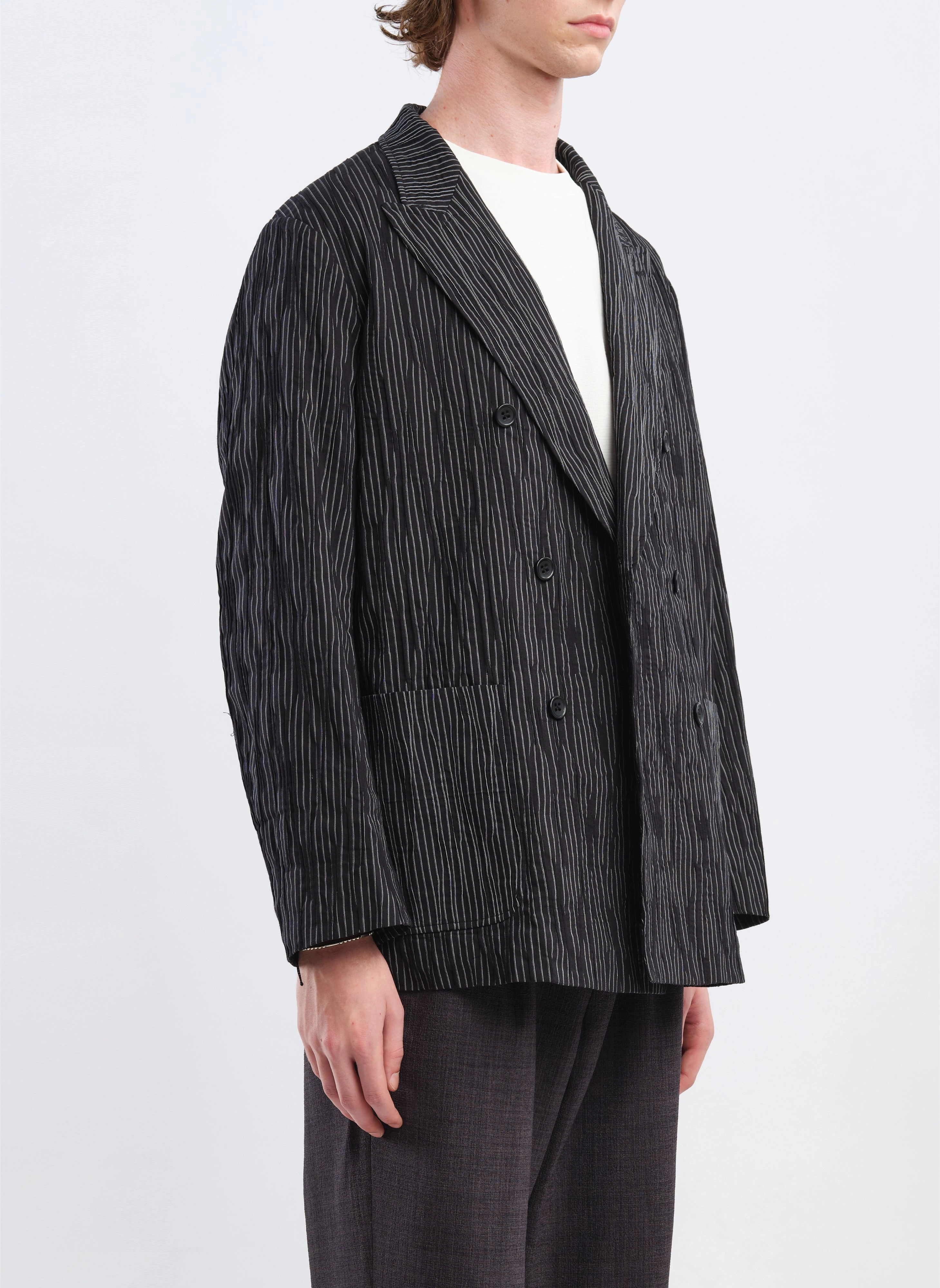 Distort Cotton Dobby Cloth Double Breasted Blazer