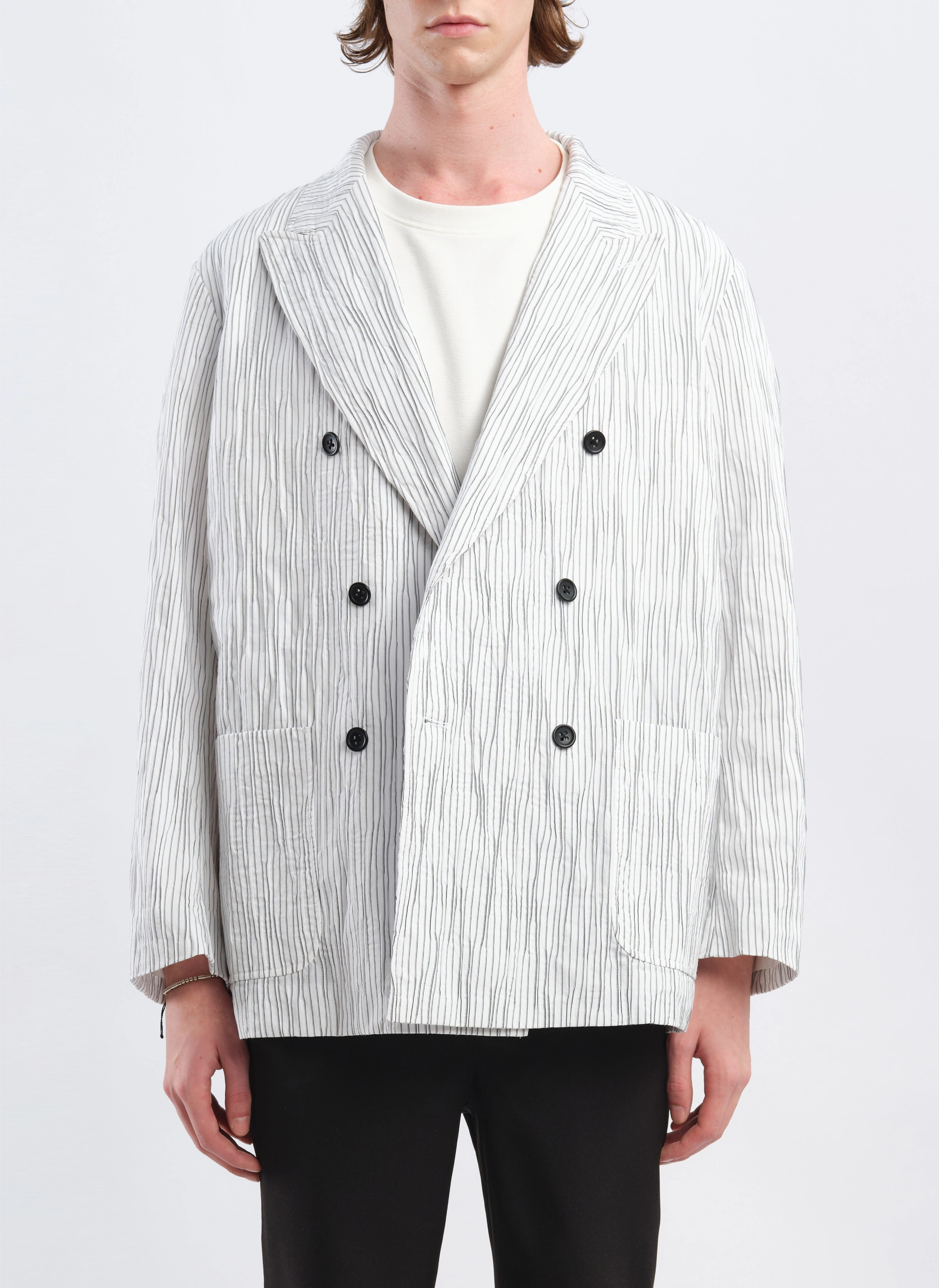 Distort Cotton Dobby Cloth Double Breasted Blazer