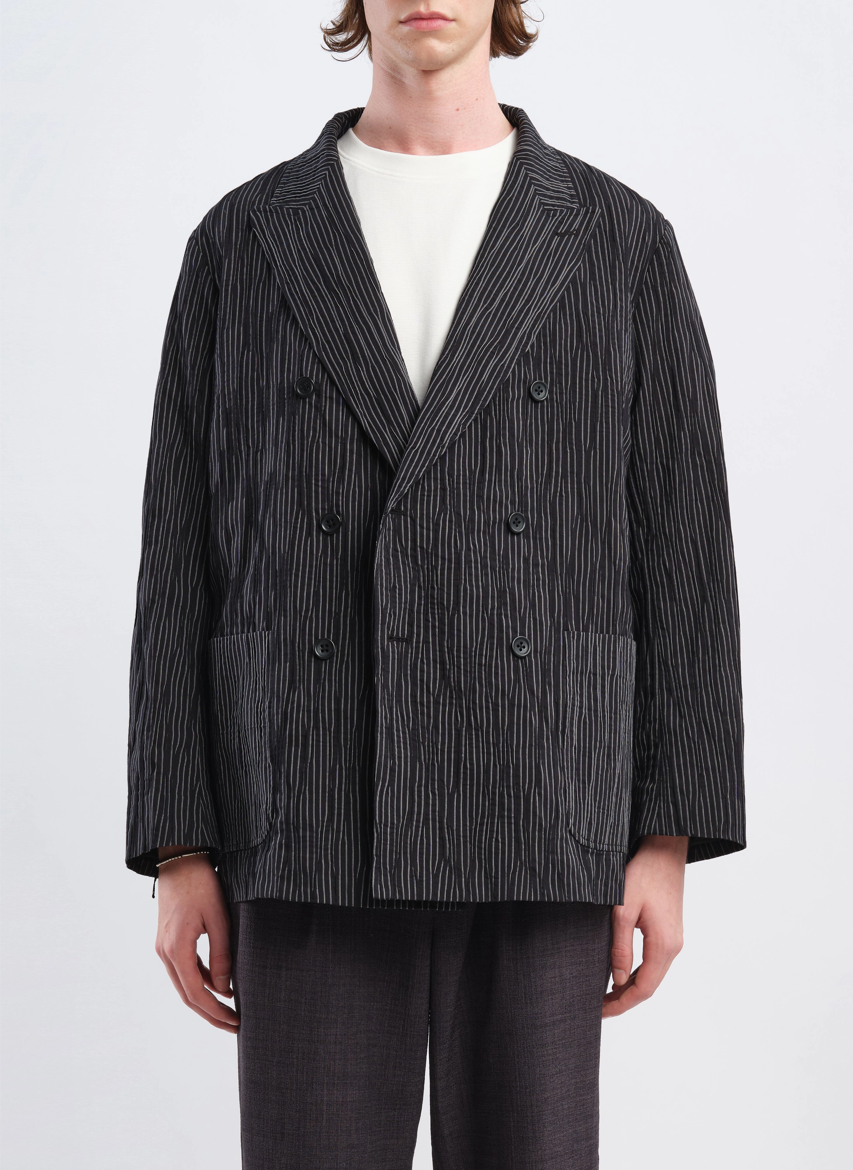 Distort Cotton Dobby Cloth Double Breasted Blazer