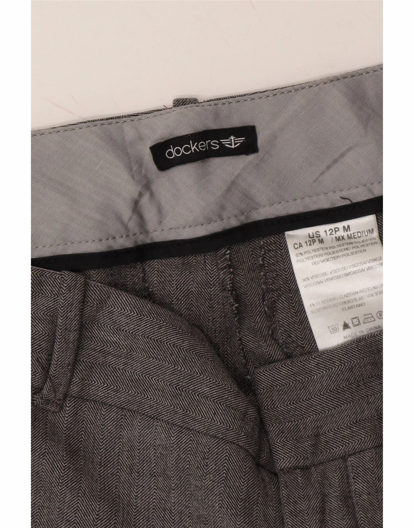DOCKERS Womens Bootcut Casual Trousers US 12 Large W32 L30 Grey Polyester