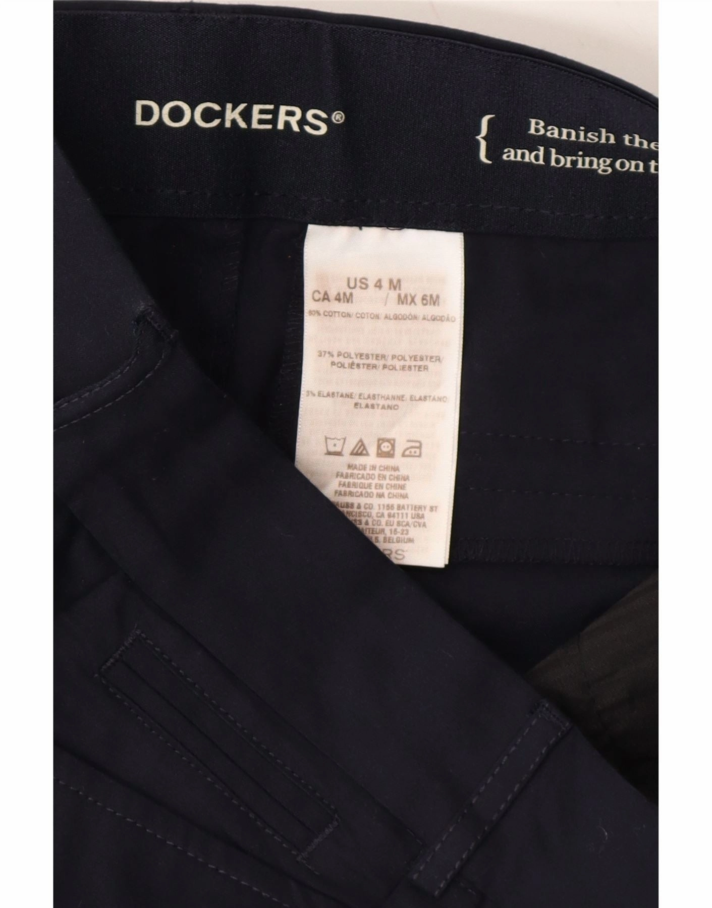 DOCKERS Womens Straight Casual Trousers US 4 Small W30 L30 Navy Blue