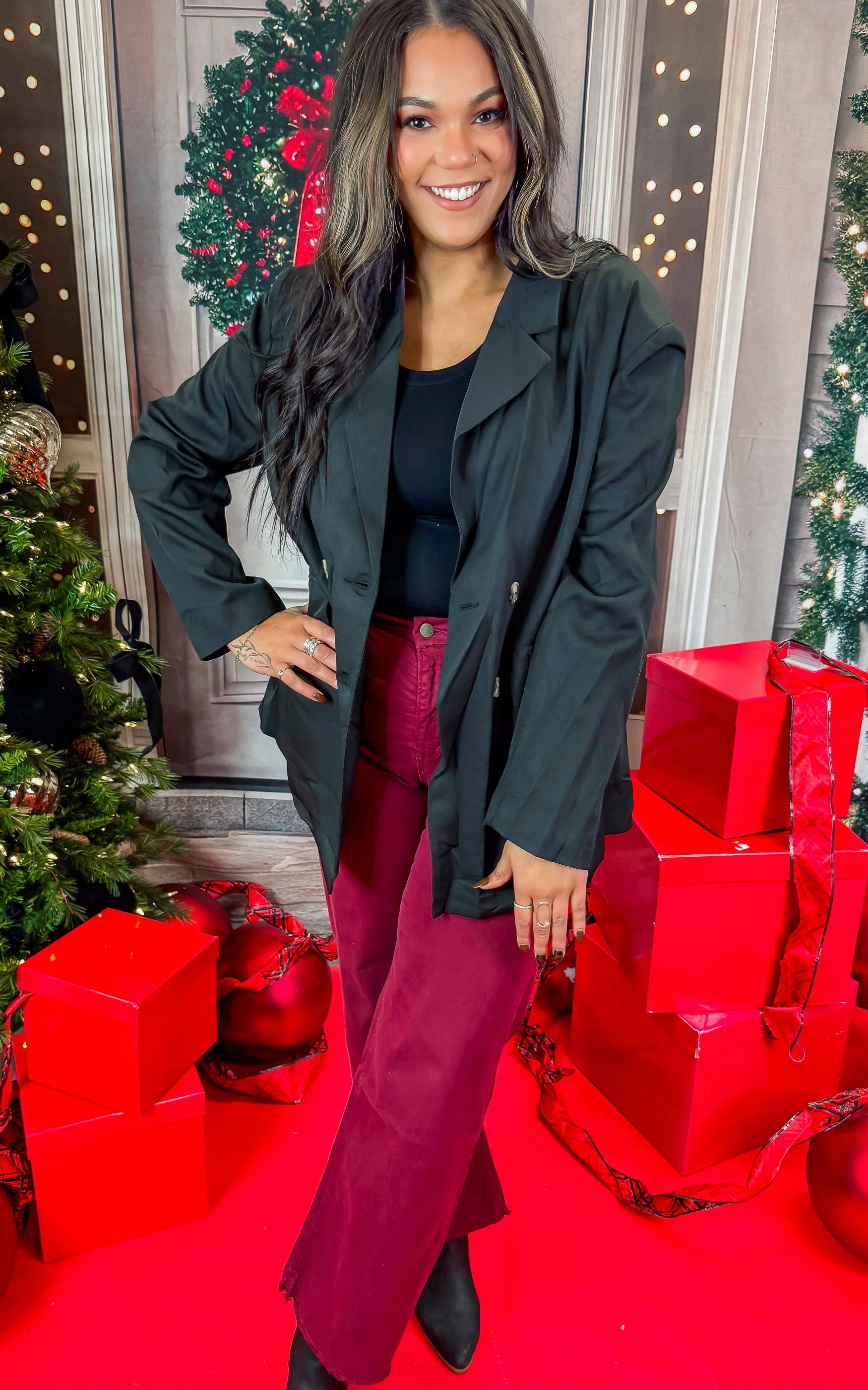 Double Button Front Pocket Blazer