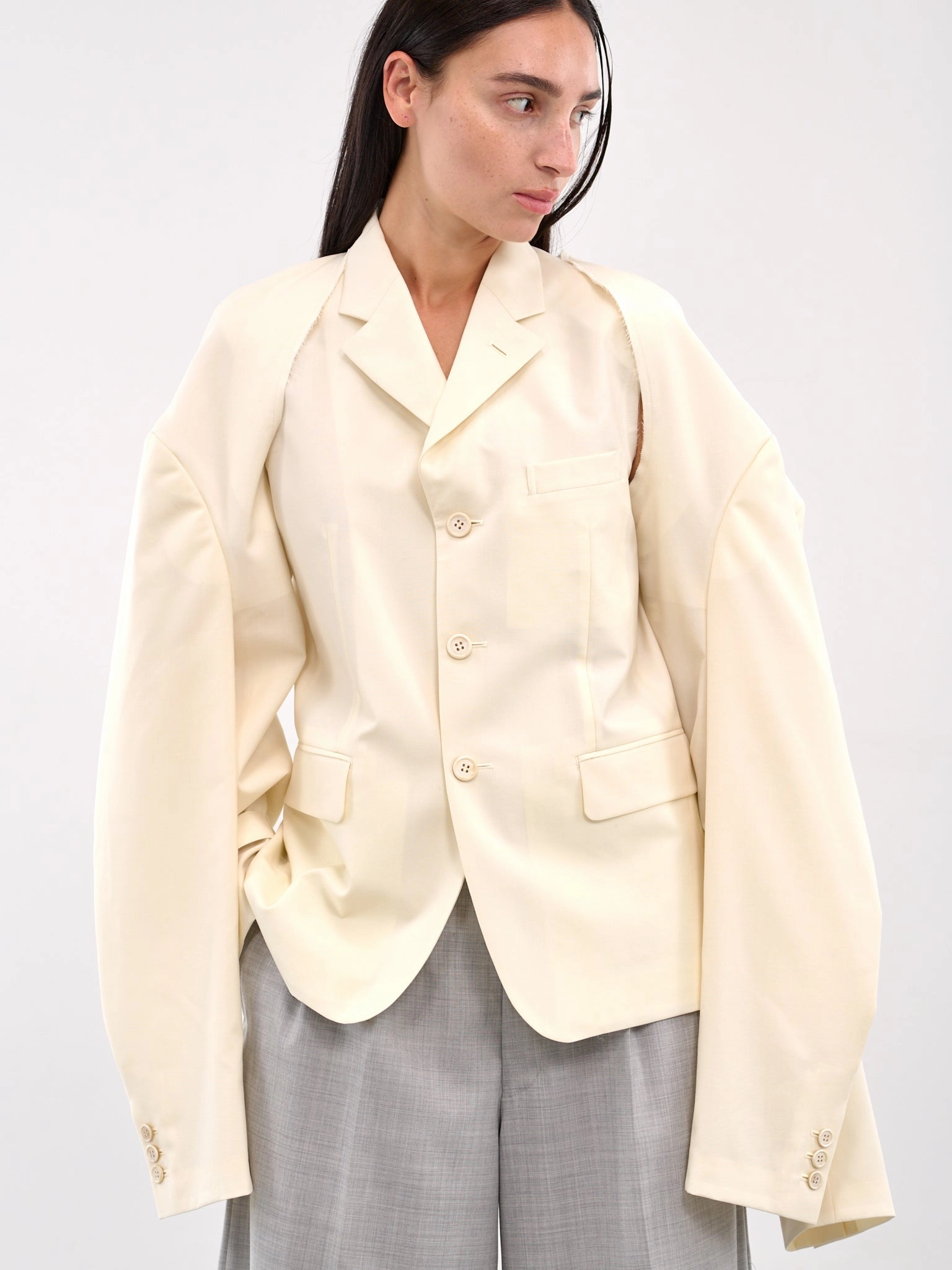 Double Sleeve Blazer (GO-J040-OFF-WHITE)