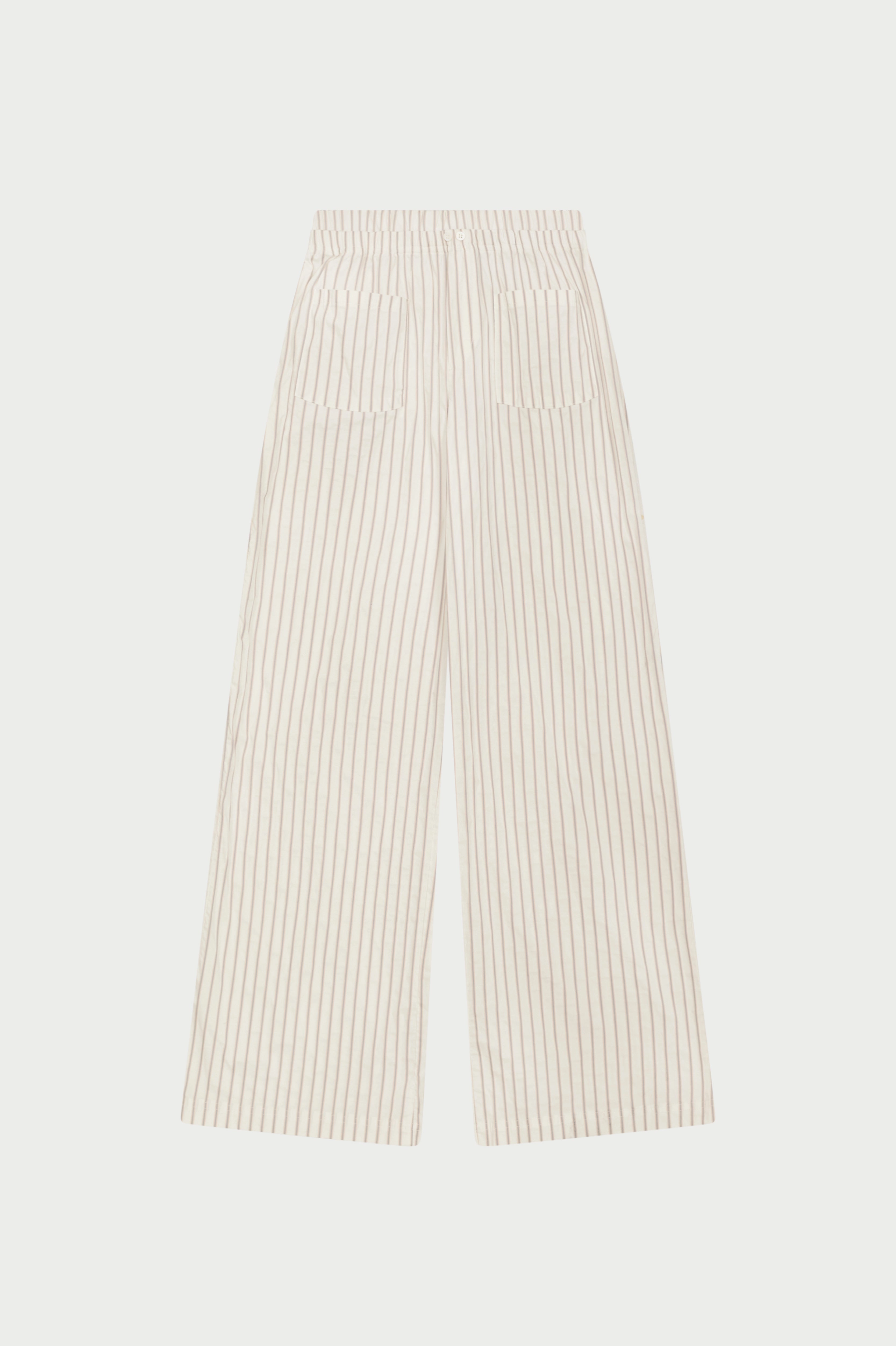 DOUBLE WAISTBAND STRIPE TROUSERS - BEIGE