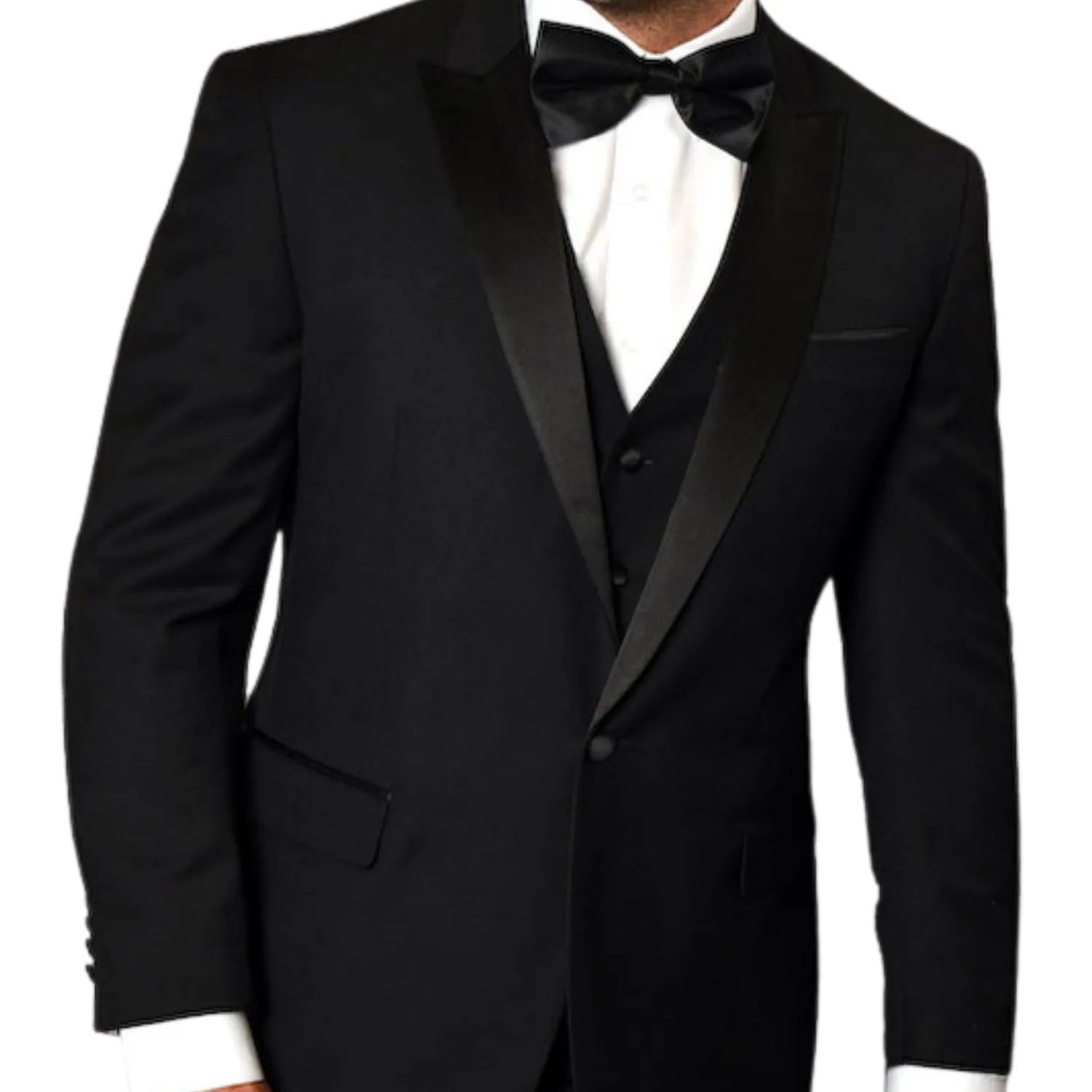 Earl Elegance Collection: 3PC Tailored Fit Tuxedo in Black