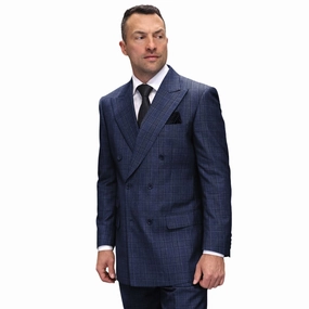Ebon Sovereign Collection: Sapphire 2-Piece Double-Breasted Plaid Suit
