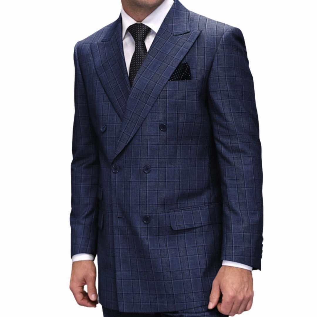 Ebon Sovereign Collection: Sapphire 2-Piece Double-Breasted Plaid Suit